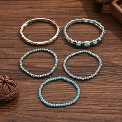 5-Piece Boho Style Turquoise Bracelet Stack