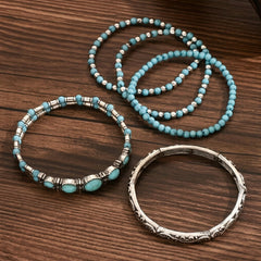 5-Piece Boho Style Turquoise Bracelet Stack