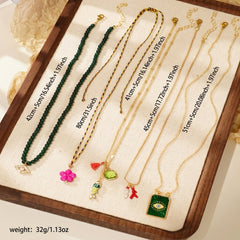 5-Piece Boho Evil Eye Fish Necklace Stack