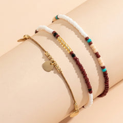 3-Piece Boho Beaded Anklet Stack