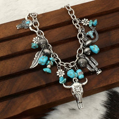 Turquoise Accented Country Charm Bracelet