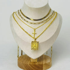 4-Piece 14K Initial & Cross Necklace Set