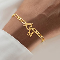 Heart Toggle Clasp Initial Bracelet