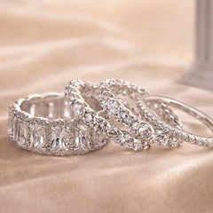4-Piece Diamond Accented Stackable Rings Set