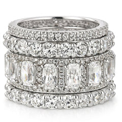 4-Piece Diamond Accented Stackable Rings Set