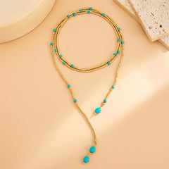 Turquoise Beaded Custom Wrap Necklace