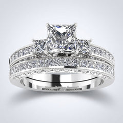 2-Piece Minimal Trio Diamond Set Ring Stack