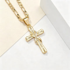 14K Diamond Accented Infinity Cross Necklace