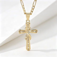 14K Diamond Accented Infinity Cross Necklace