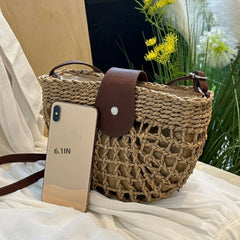 Elegant Rattan Straw Semi-Circle Bag