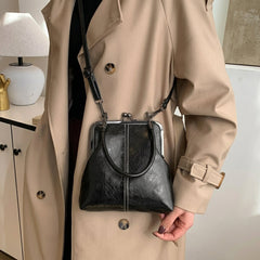 Vintage Inspired Kiss-Lock Satchel Bag