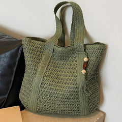 Rattan Straw Inspired Tote Bag