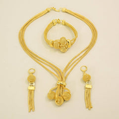 3-Piece Tassel Sphere Necklace, Bracelet, Earrings Set