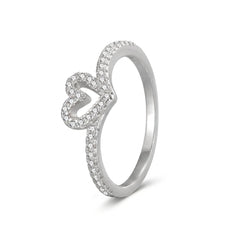 Sterling Silver Dainty Pave Heart Ring