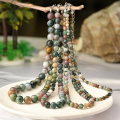 4-Piece Natural Indian Agate Beaded Necklace