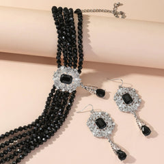 Beaded Crystal Necklace & Earrings Set