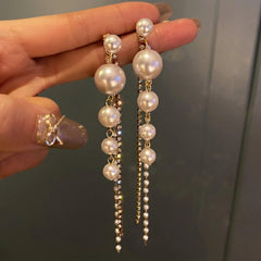 Elegant Zircon & Pearl Accented Dangle Earrings