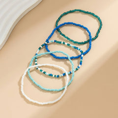 5-Piece Colorful Beaded Layered Anklet Stack