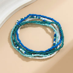 5-Piece Colorful Beaded Layered Anklet Stack