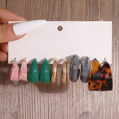 5 Pair Boho C-Shaped Earrings Sets