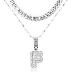 2-Piece 14K Layered Cuban & Initial Necklaces