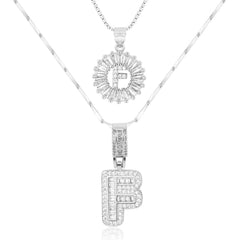 2-Piece 14K Diamond Letter Initial Necklaces