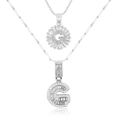 2-Piece 14K Diamond Letter Initial Necklaces