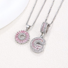 2-Piece 14K Diamond Letter Initial Necklaces (Limited Pink Edition)