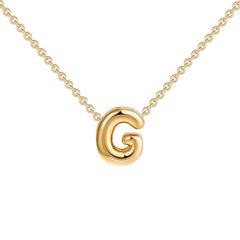 Dainty Bubble Letter Initial Necklace