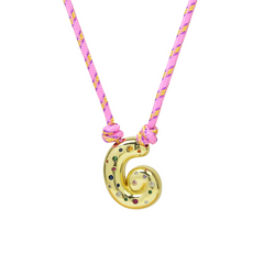 Chunky Gemstone Accented Initial Rope Necklace