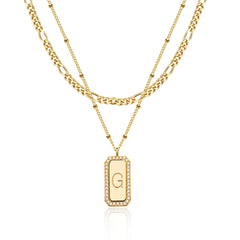 2-Piece Figaro & Satellite Chain Initial Necklace Stack