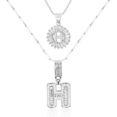2-Piece 14K Diamond Letter Initial Necklaces