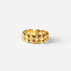 18K Oval Bead Ring