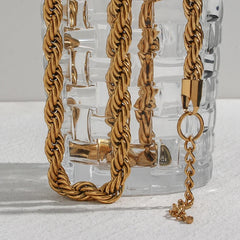 18K Thick 8mm Rope Bracelet and Necklace