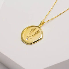 Personalized Baby Name, Footprint, Birthstone Necklace