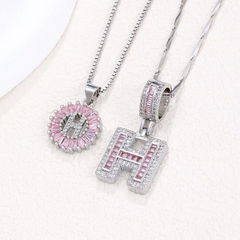 2-Piece 14K Diamond Letter Initial Necklaces (Limited Pink Edition)