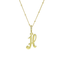 Elegant Cursive Font Satellite Chain Initial Necklace