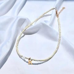 Colorful Beaded Initial Choker Necklace - Veinci