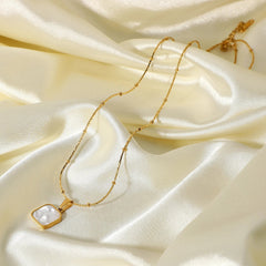 Dainty Shell Square Satellite Chain Necklace
