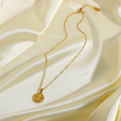 18K Dainty Textured Angel Pendant Necklace