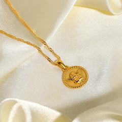 18K Dainty Textured Angel Pendant Necklace