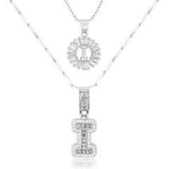 2-Piece 14K Diamond Letter Initial Necklaces