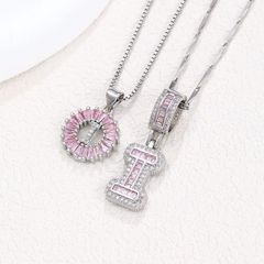 2-Piece 14K Diamond Letter Initial Necklaces (Limited Pink Edition)