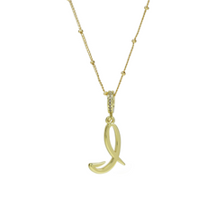 Elegant Cursive Font Satellite Chain Initial Necklace