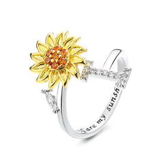 Spinning Sunflower "You Are My Sunshine" Initial Ring