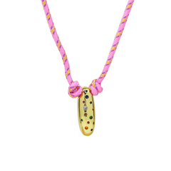 Chunky Gemstone Accented Initial Rope Necklace