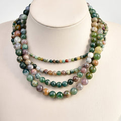 4-Piece Natural Indian Agate Beaded Necklace