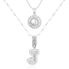 2-Piece 14K Diamond Letter Initial Necklaces