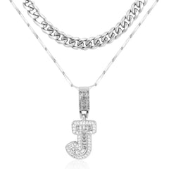 2-Piece 14K Layered Cuban & Initial Necklaces
