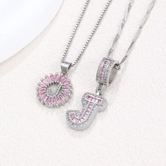 2-Piece 14K Diamond Letter Initial Necklaces (Limited Pink Edition)
